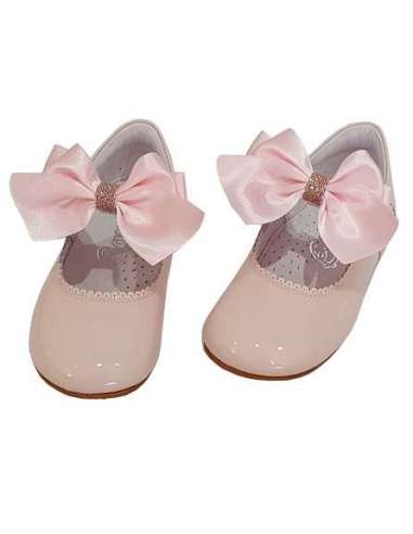 MARY JANES IN PATENT WITH SHINY BOW BAMBI 4199 PINK