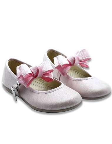 Canvas Mary Jane 850 pink with bow