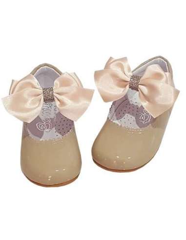 MARY JANES IN PATENT WITH SHINY BOW BAMBI 4199 CAMEL