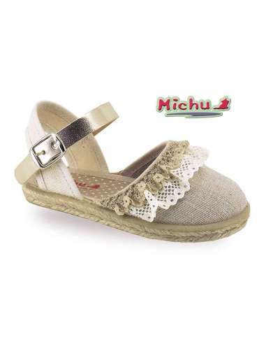 ESPADRILLES CANVAS WITH RUFFLE 8015 GOLD
