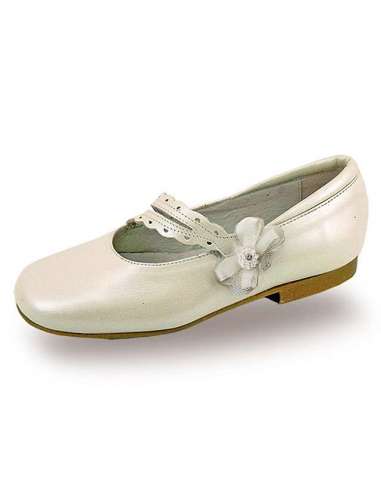 MARY JANES IN LEATHER WITH SIDE FLOWER
