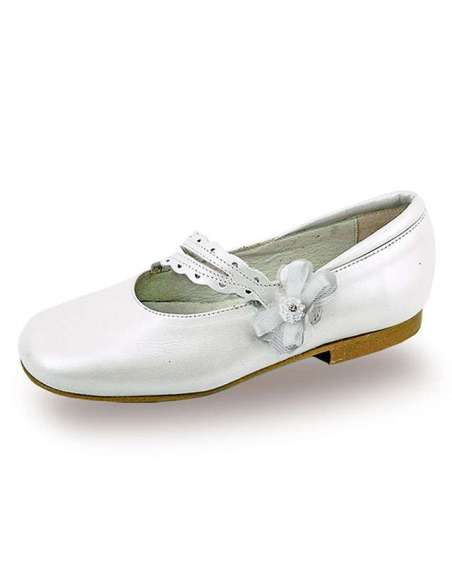 MARY JANES IN LEATHER WITH SIDE FLOWER