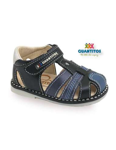 BOYS SANDALS IN LEATHER GUANTITOS 10-161 NAVY
