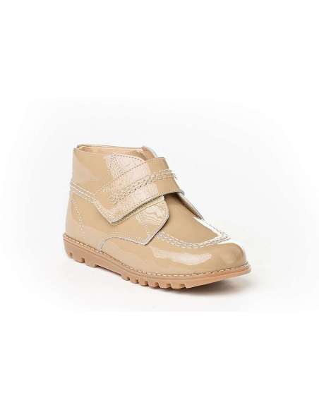 Bota Sport Velcro en Charol AngelitoS 306 Camel