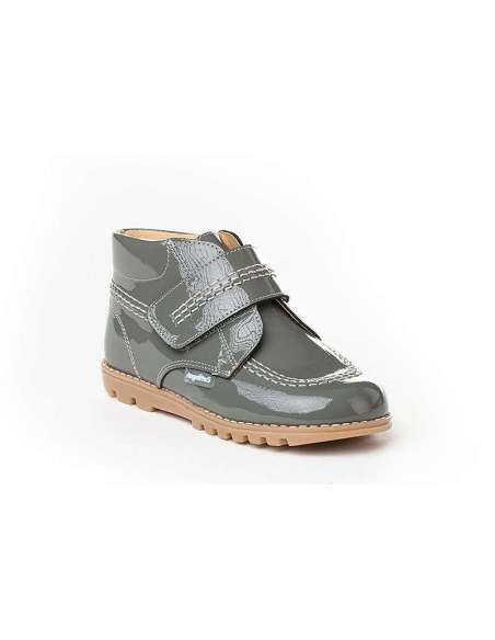 Bota Sport Velcro en Charol AngelitoS 306 Gris