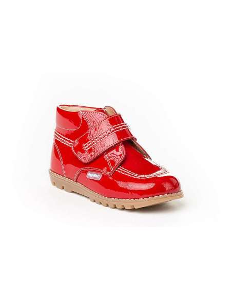 Bota Sport Velcro en Charol AngelitoS 306 Rojo