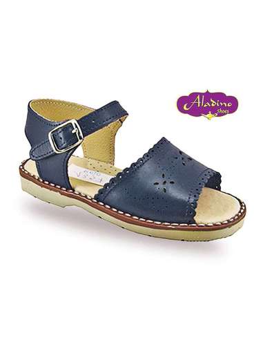 GIRLS SANDALS IN LEATHER  ALADINO 1239 NAVY