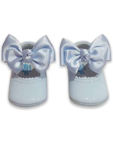 PRAM SHOES IN PATENT BUTTERFLY 712C SKY BLUE