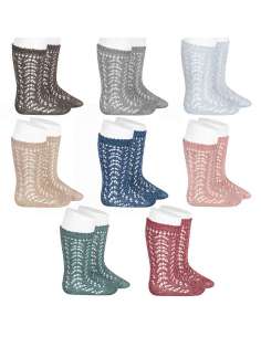METTALIC YARN OPENWORK PERLE KNEE SOCKS CONDOR 2528-2