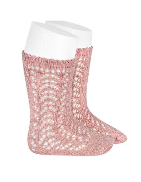 METTALIC YARN OPENWORK PERLE KNEE SOCKS CONDOR 2528-2
