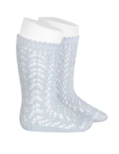 METTALIC YARN OPENWORK PERLE KNEE SOCKS CONDOR...