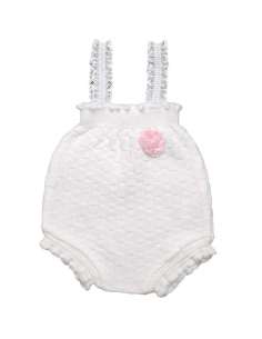 DF20418  WHITE ROMPER PERLE THREAD BRAND DULCE DE FRESA