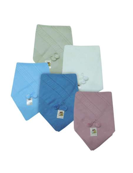 2563 BABY SHAWL PERLE THREAD WITH POMPON BRAND  LA CASITA DE PEPITO