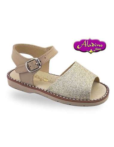 GIRLS SANDALS IN LEATHER COMBINED ALADINO 2100 GOLD