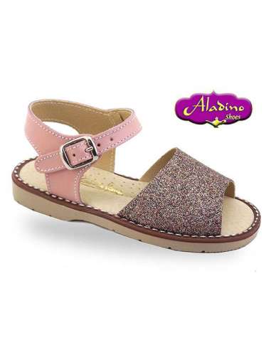 GIRLS SANDALS IN LEATHER COMBINED ALADINO 2100 PINK