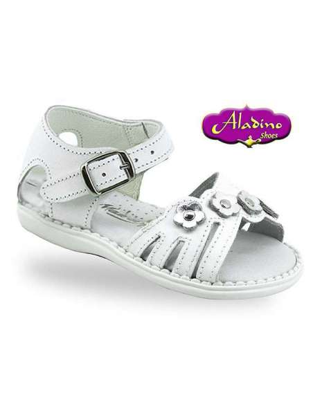 SANDALIA DE NIÑA EN PIEL COMBINADA ALADINO 2169 PLATA