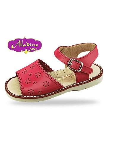 GIRLS SANDALS IN LEATHER  ALADINO 2194 RED
