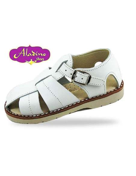BOYS SANDALS IN LEATHER  ALADINO 51 WHITE