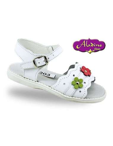 GIRLS SANDALS IN LEATHER  ALADINO 2203 MULTY