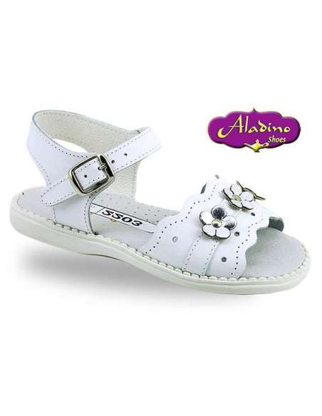 GIRLS SANDALS IN LEATHER  ALADINO 2203 SILVER