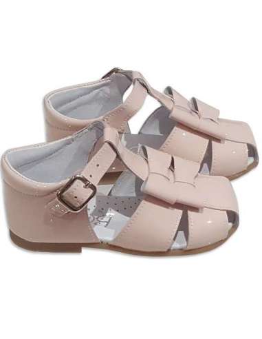 GIRLS SANDALS IN PATENT WITH DOUBLE BOW BAMBI 5217 PINK