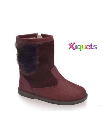 Boots in leather combined Xiquets 42453 burgendy