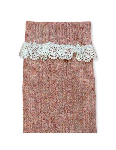 14432 CALCETIN ALTO TWEED LABRADOS CON PUNTILLA...