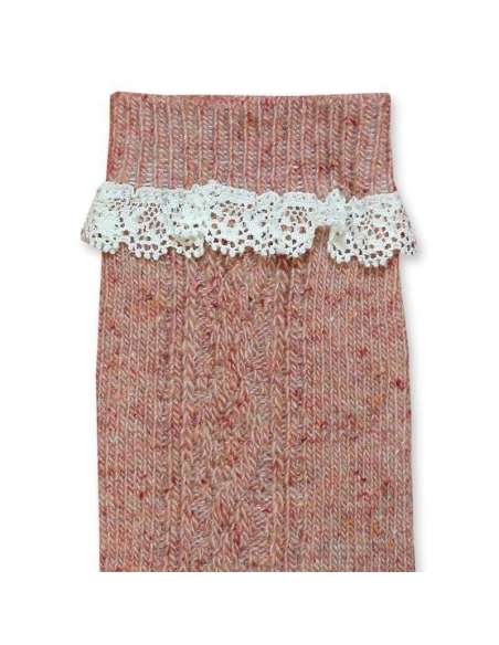 14432 CALCETIN ALTO TWEED LABRADOS CON PUNTILLA MARCA CONDOR