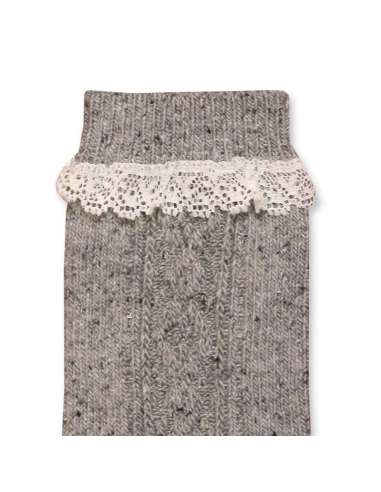 14432 CALCETIN ALTO TWEED LABRADOS CON PUNTILLA...