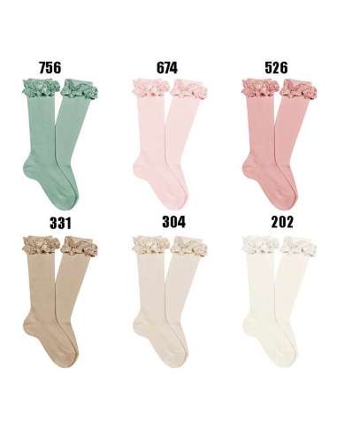 24842 HIGH TOP SOCKS WITH LACE AND BOW BRAND CONDOR