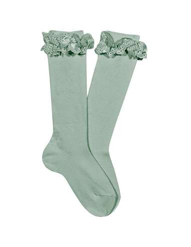 24842 HIGH TOP SOCKS WITH LACE AND BOW BRAND...