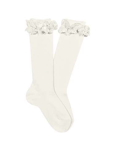 24842 CALCETINES ALTOS CON PUNTILLA Y LAZO...