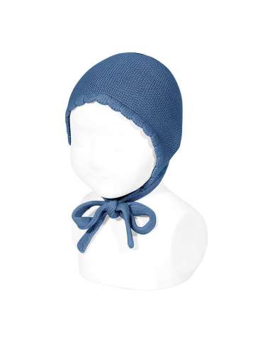 50500010 AZUL FRANCIA KNITTED BABY BONNET IN COTTON  BRAND CONDOR