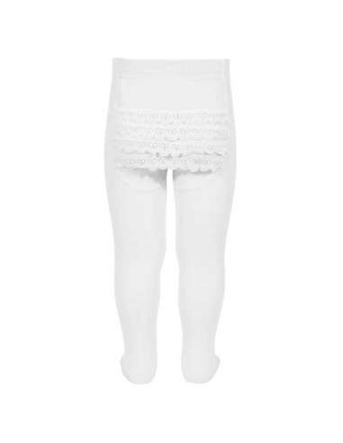 24421 WHITE BABY TIGHTS WITH  LACE BRAND CONDOR