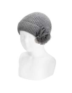 50038011 GRIS GORRO CON VUELTA Y UNA FLOR DE TUL  MARCA...