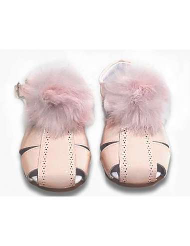 GIRLS SANDALS IN PATENT WITH FUR BAMBI 4985 PINK