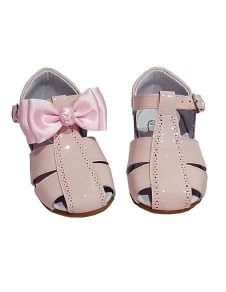 GIRLS SANDALS IN PATENT WITH BOW BAMBI 4985 PINK