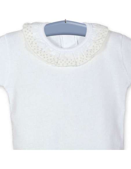 19010 BLANCO/CRUDO BODY M/CORTA CUELLO PUNTILLA MARCA CALAMARO