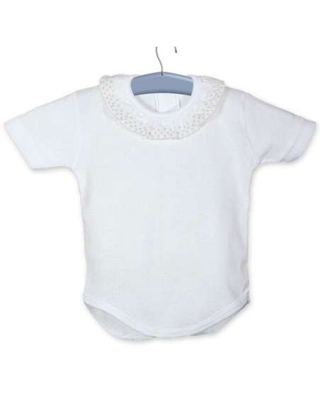 19010 BLANCO/GRIS BODY M/CORTA CUELLO PUNTILLA MARCA CALAMARO
