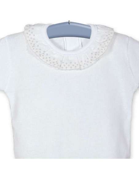19010 BLANCO/GRIS BODY M/CORTA CUELLO PUNTILLA MARCA CALAMARO