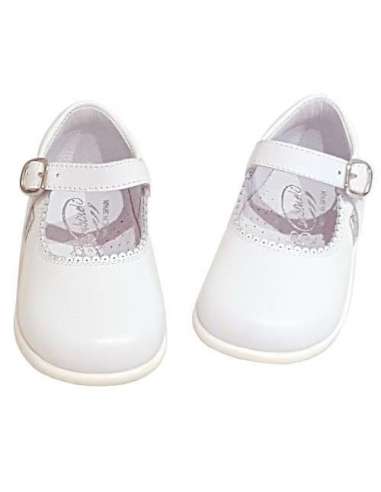 Baby Mary Janes in leather Bambi white 457