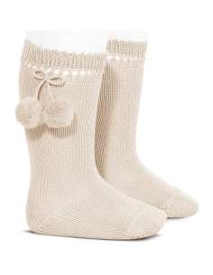 25042 LINO CALCETIN ALTO PERLE CON BORLAS MARCA CONDOR