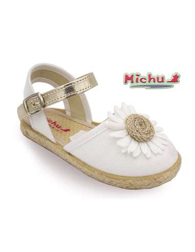 ESPADRILLES CANVAS WITH FLOWER 8028 WHITE