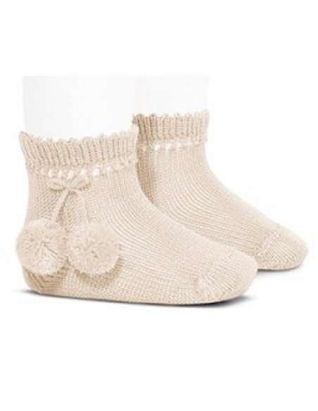 25044 304 LINO SHORT SOCKS WITH POMPOMS BRAND CONDOR