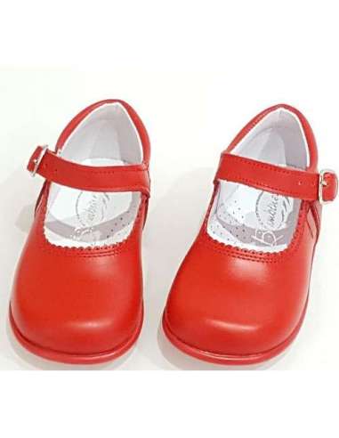 Baby Mary Janes in leather Bambi red 457