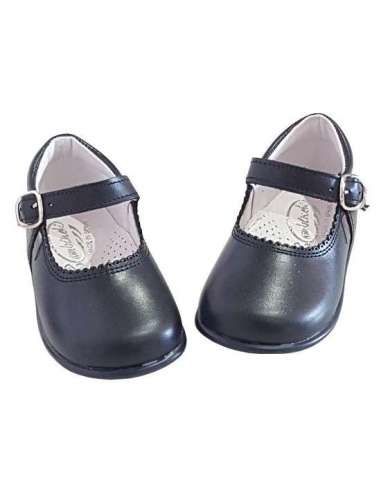 Baby Mary Janes in leather Bambi navy 457