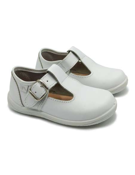 T-bars shoes in leather Colour white Shoes sizes 19