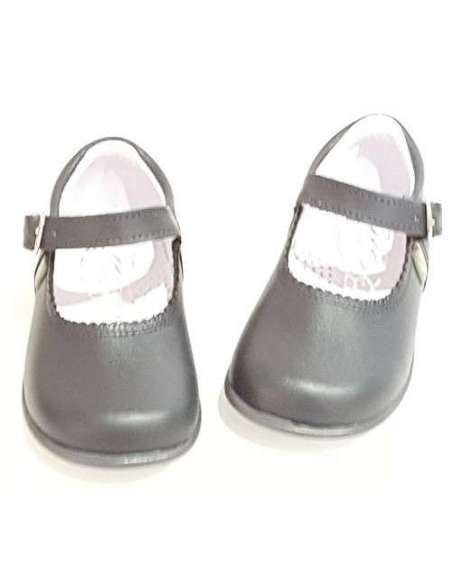 Baby Mary Janes in leather Bambi grey 457