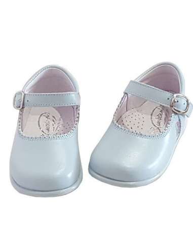 Baby Mary Janes in leather Bambi blue 457