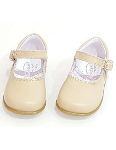 Baby Mary Janes in leather Bambi camel 457